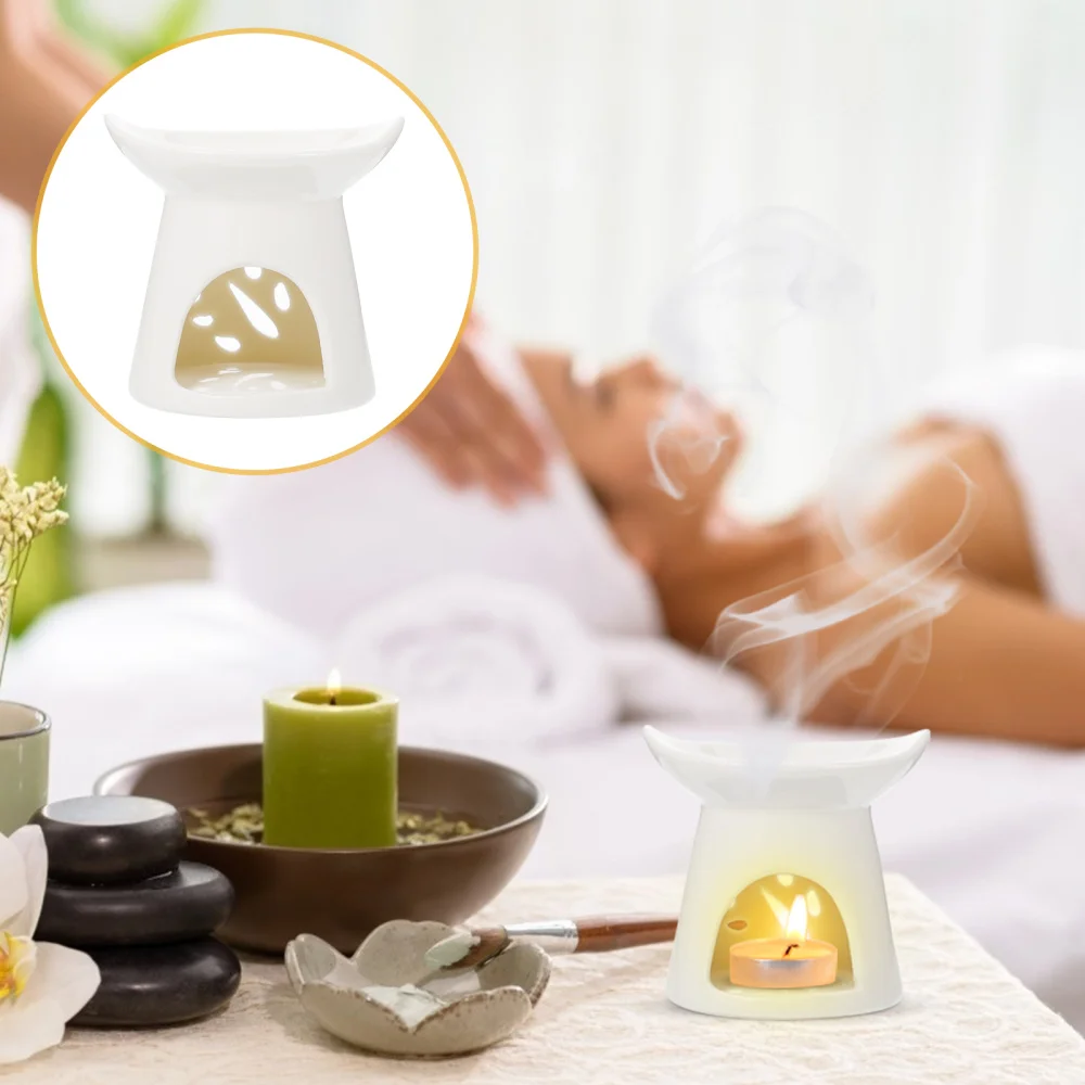 

2 Pcs Hollowed Candle Holder Aromatherapy Stove Ceramic Candle Container
