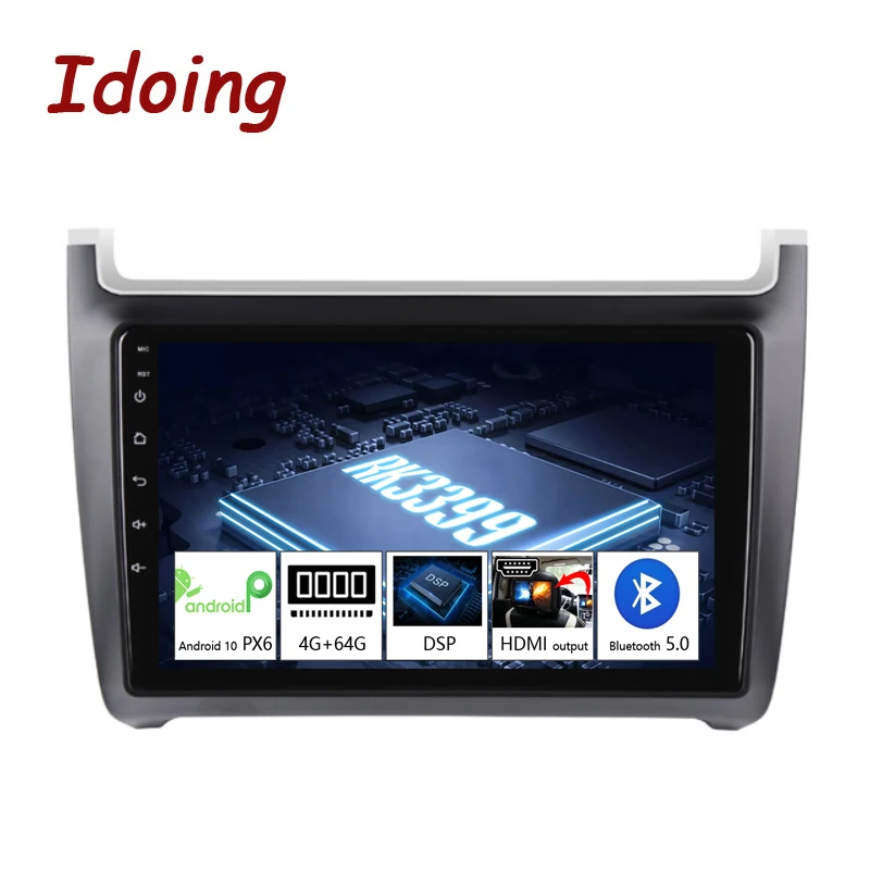 

Idoing 9"Car Android Radio Multimedia Player For Volkswagen-polo 2010-2015 PX6 GPS Navigation Bluetooth5.0 4G+64G No 2din dvd