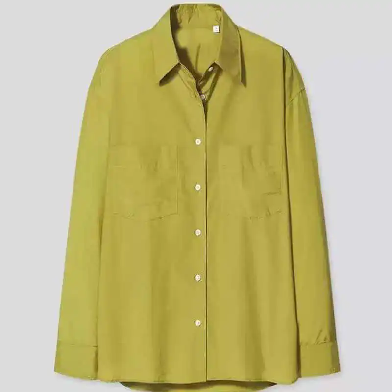 

IEQJ Women Blouse New Lapel Long Sleeve Loose Fit Shirt Fashion Tide Spring Autumn 2021 3F0657