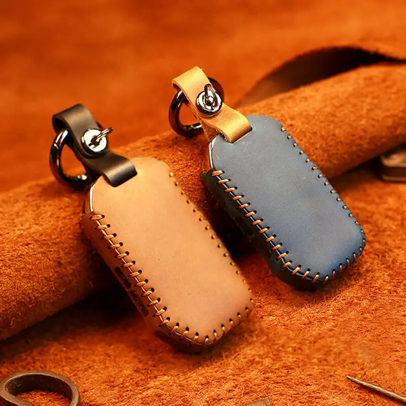 

Leather Car Remote Smart Key Cover Case For Kia Sportage Ceed Sorento Cerato Forte 2017 2018 2019 3 buttons key holder