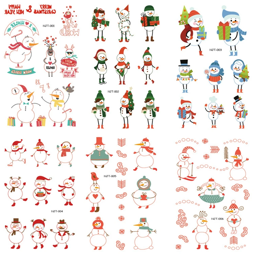 1 SheetNew Водонепроницаемый Рождественская наклейки для временных татуировок