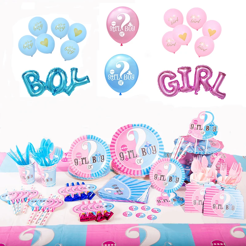 Синего и розового цвета для мальчиков девочек латексный шар Baby Shower Конфетти