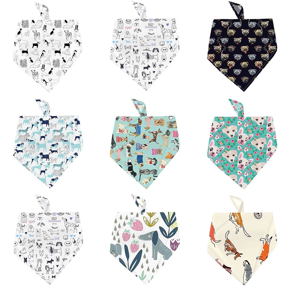 

NEW 2021 Dog Pattern Pet Scarf Pet Bandana For Dog ties Collar Cat Dog Scarf Accessories For Small Medium Large Dogs Supplies