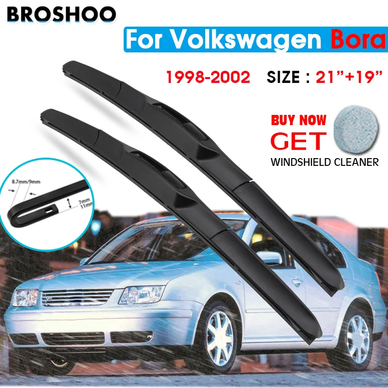 

Car Wiper Blade For Volkswagen Bora 21"+19"1998-2002 Auto Windscreen Windshield Wipers Blades Window Wash Fit U Hook Arms