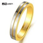 Кольцо Jqueen мужское из полированной вольфрамовой стали, ювелирное изделие с плоским и средним пазом и внутренней поверхностью, с золотой поверхностью, 4 мм