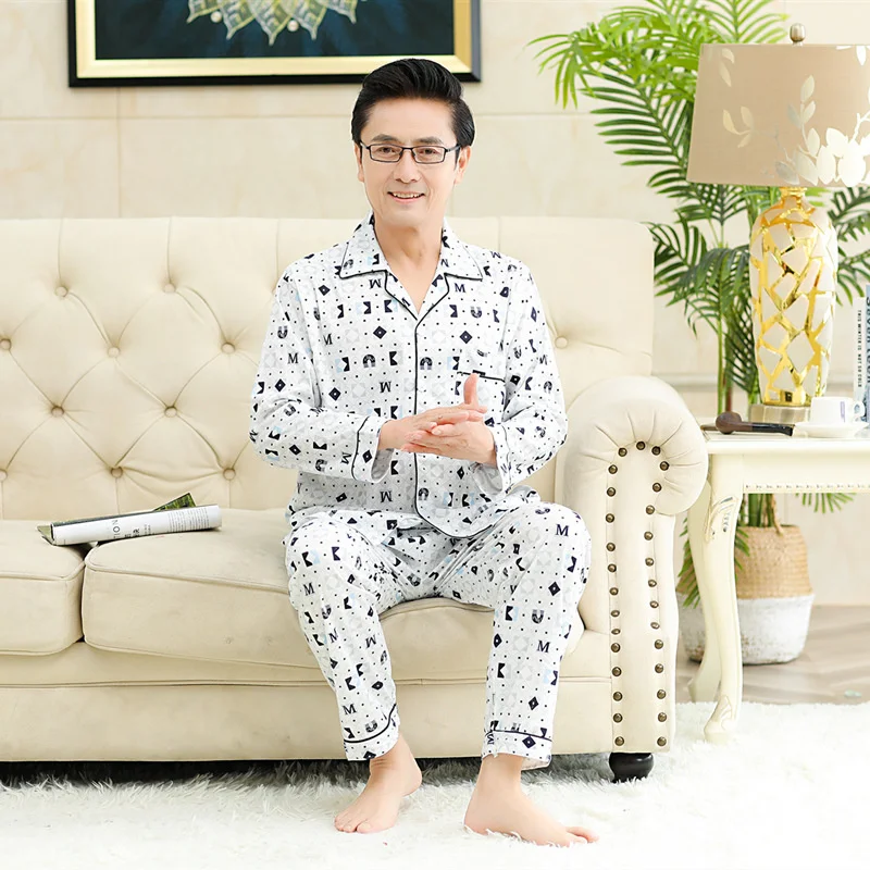 Мужская осенне-зимняя Пижама корейский Свободный комплект одежды для сна с