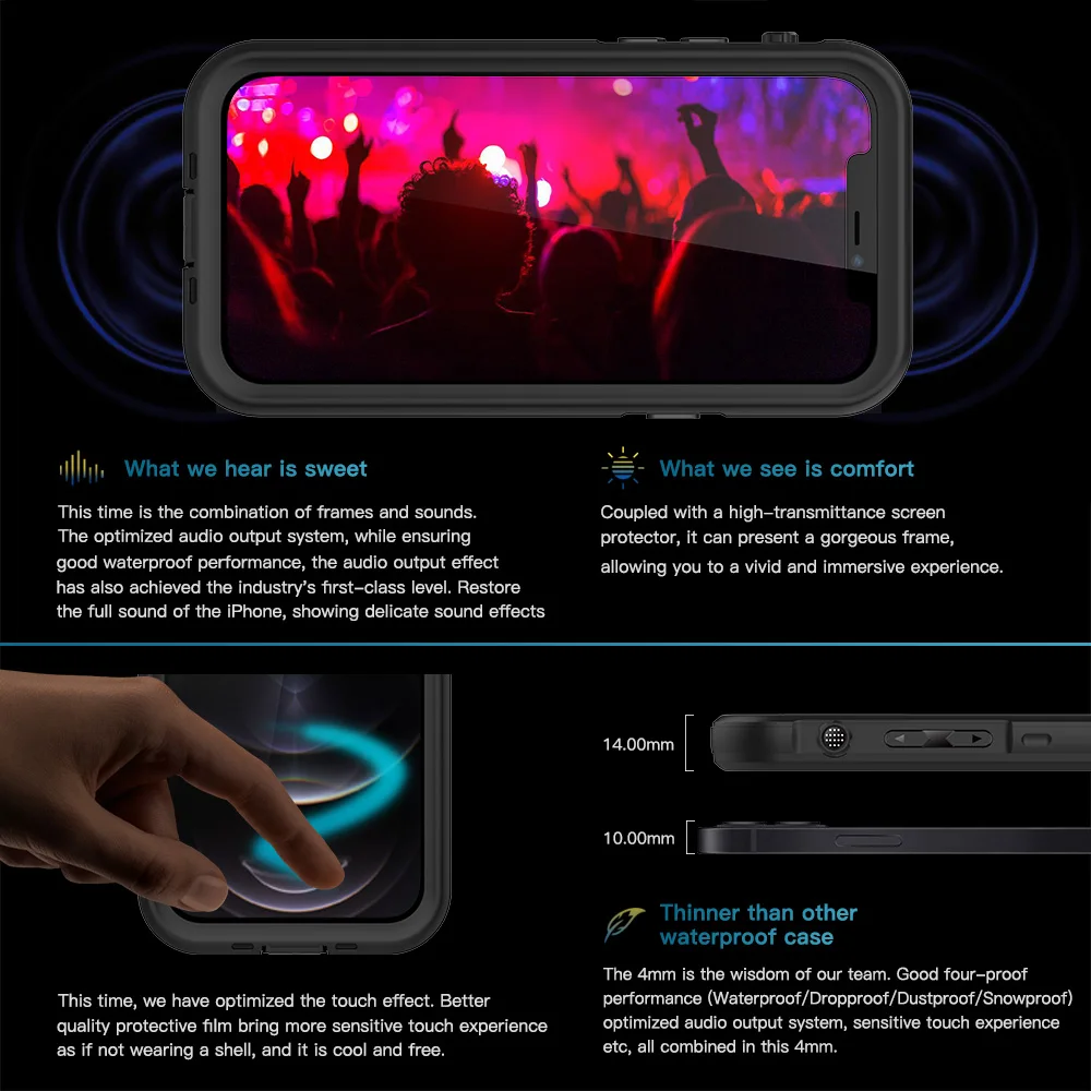 

Luxury Full Protection Shockproof IP68 Waterproof Clear Phone Case For iPhone 12 Pro Max 11 Pro Max TPU Case PC Back Phone Cover
