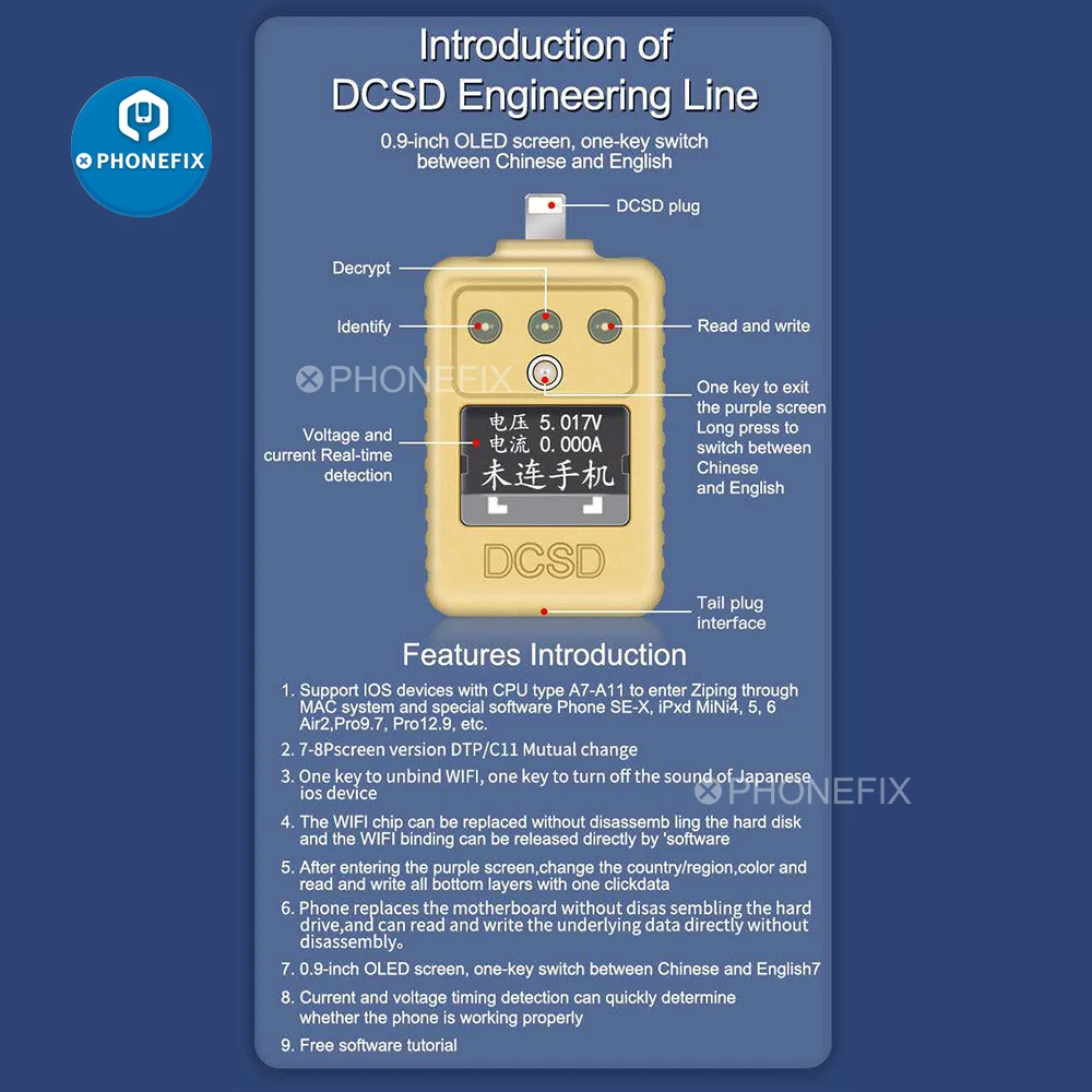 Кабель WL DCSD Diag DFU для iPhone iPad фиолетовый экран инженерная линия нет разборки чтение