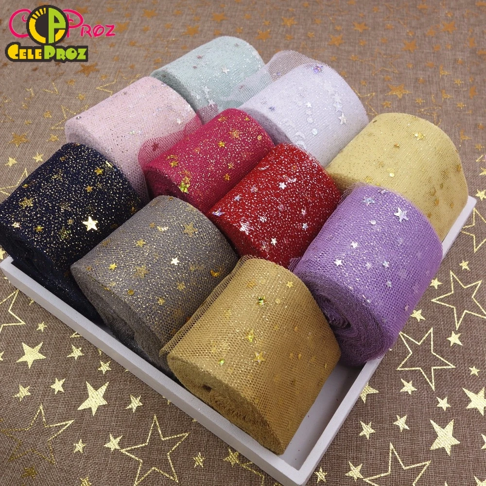 6 см Звезда Луна Тюль конфетти блесток Лента мягкая прозрачная органза сетка