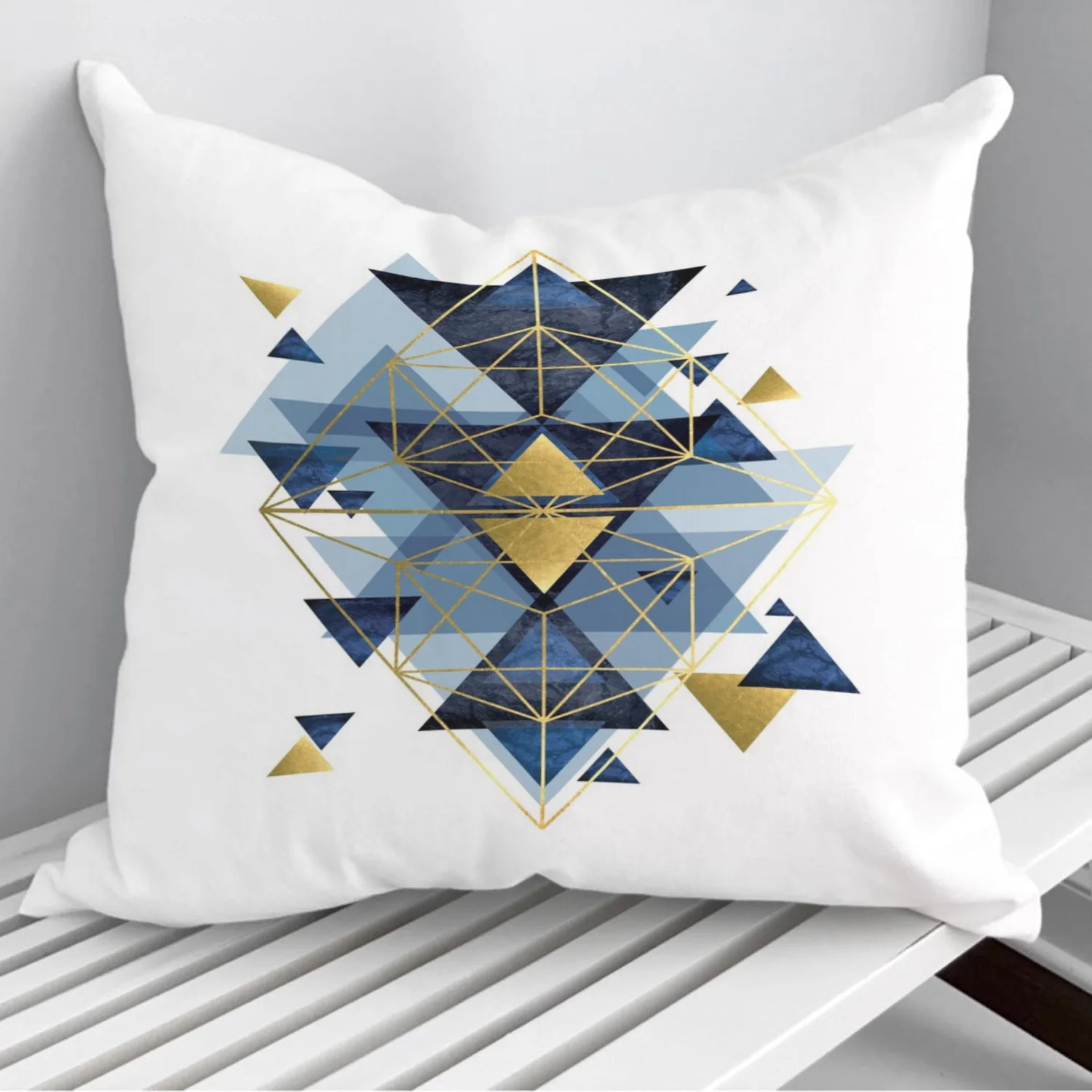 

Blue and Gold Geometric Pillowcase Decorative Sofa Cushion Case Bed Pillow Cover Home Decor Car Cushion Cover 45*45cm