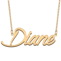 diane name necklace for women stainless steel jewelry 18k gold plated nameplate pendant femme mother girlfriend gift