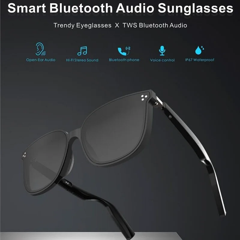 저렴한 새로운 브랜드 스마트 블루투스 오디오 안경 안티 블루 편광 렌즈 선글라스, 방수 음악 및 전화 BT5.0 TWS 스마트 안경