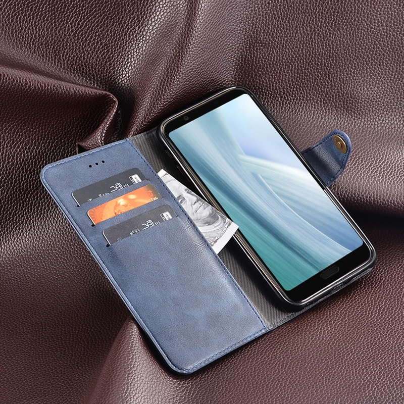 Чехол для Sharp Aquos Sense 3 Plus кожаный чехол кошелек в стиле ретро с магнитной застежкой