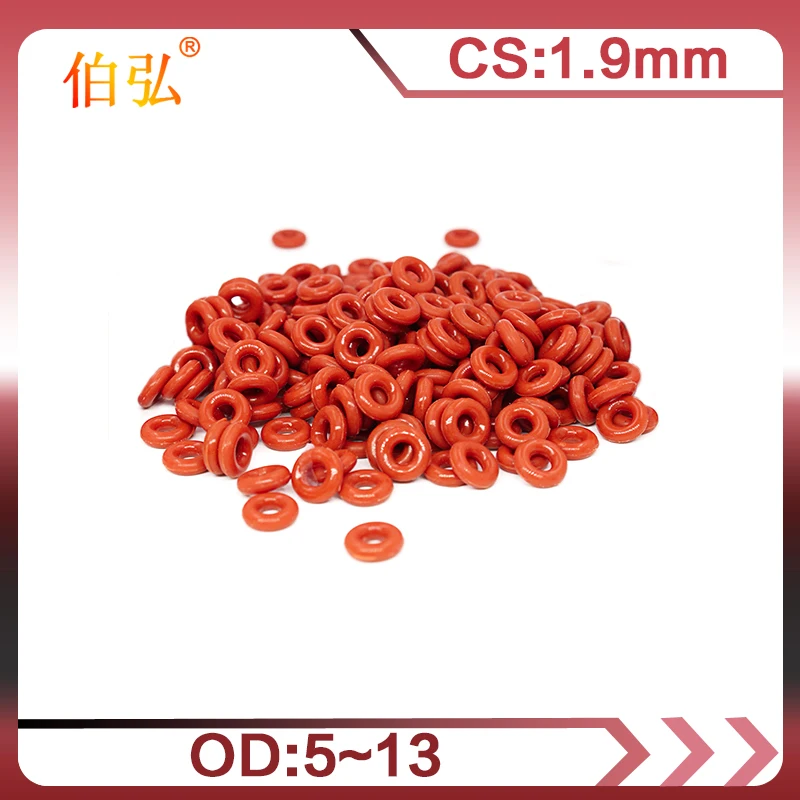 

10PCS/lot Red Silicon O-Ring Silicone/VMQ 1.9mm Thickness OD5/6/7/8/9/10/11/12/13mm Rubber O Ring Seal Gasket Rings Washer