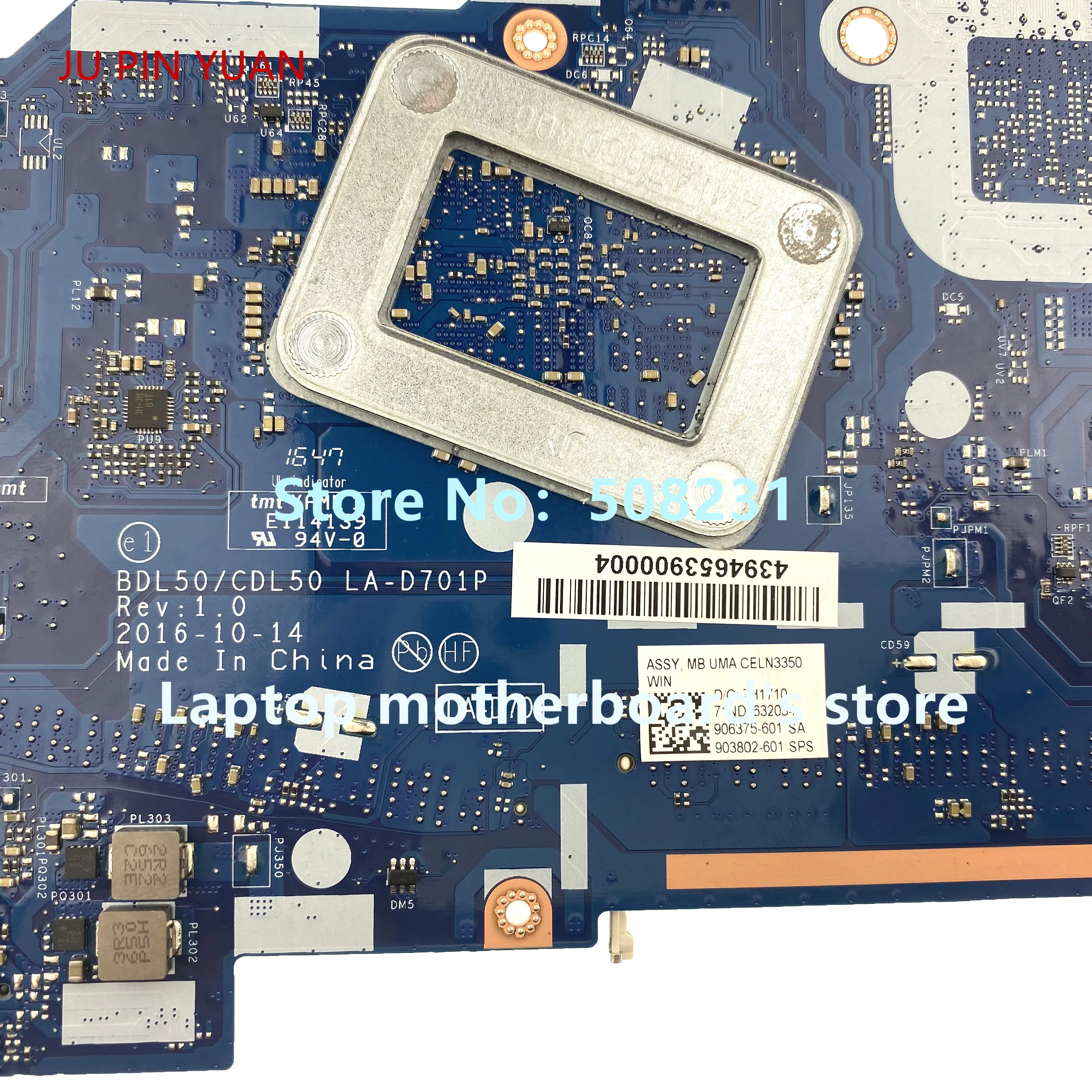 

Материнская плата для ноутбука HP 15-AY, 903802-601, 903802-501, 906375-601 детской модели с CELN N3350, полностью протестирована