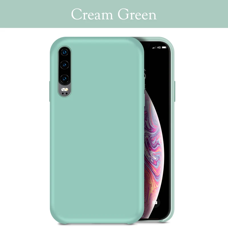 Жидкий силиконовый чехол для huawei P30 Lite, чехол, накладка из микрофибры, чехол для huawei P20 Lite P30 Pro mate 20 Lite Honor 20 10i - Цвет: Cream Green