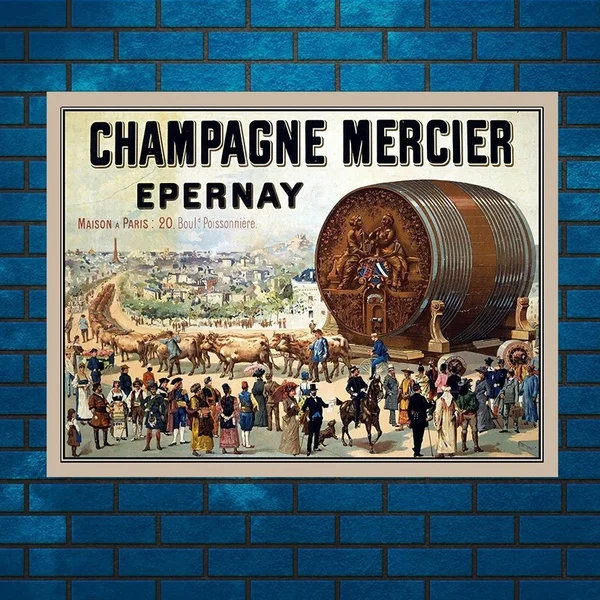 

Champagne Vintage Retro Metal 20X30 Tin Sign Poster Plaque Garage Wall Decor