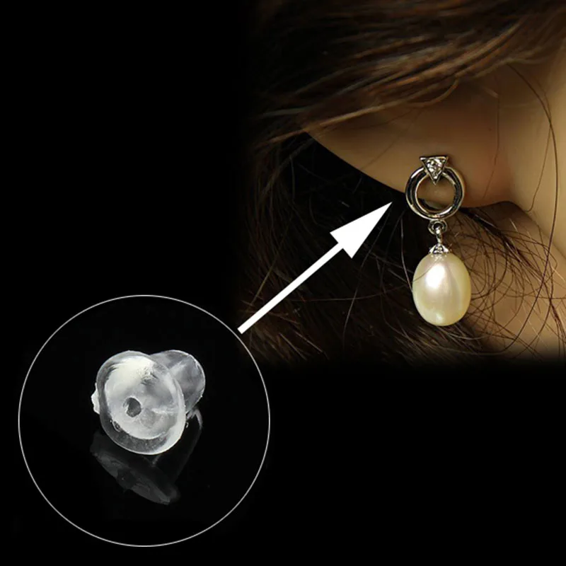 100 шт./компл. мягкие прозрачные серьги шпильки пластиковые пробки HSJ88|Ювелирная