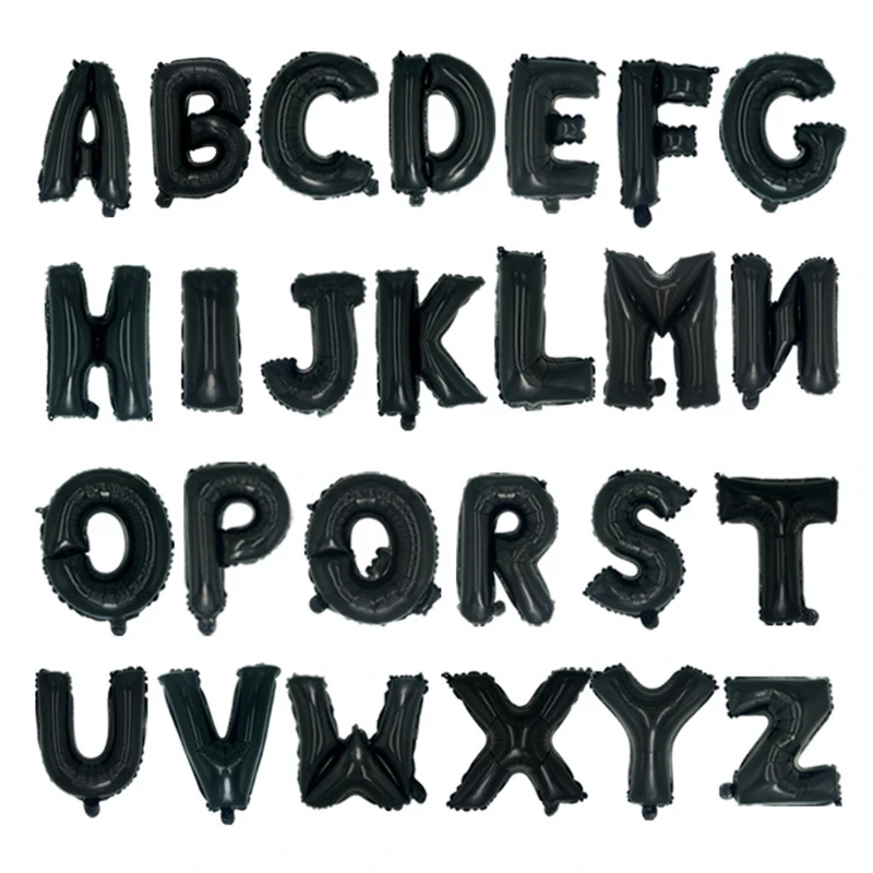 

50 шт., 16-дюймовые черные шары из алюминиевой фольги в виде букв