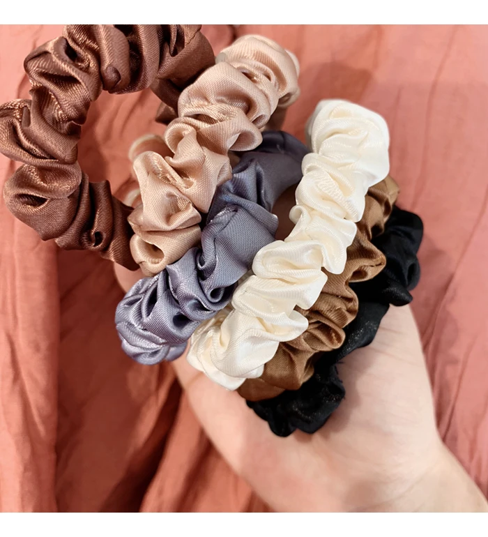 

6PCS/SET Satin Silk Solid Color Scrunchies Hair Bands for Women 2020 New Fashion Hair Accessories Ponytail Holder Ropes