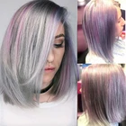 Бразильские человеческие волосы, кружевной Боб-парик, парик на сетке с боковой частью, прямой парик на сетке 1bсерый, розовый, 10-дюймовый Beauhair для белых женщин