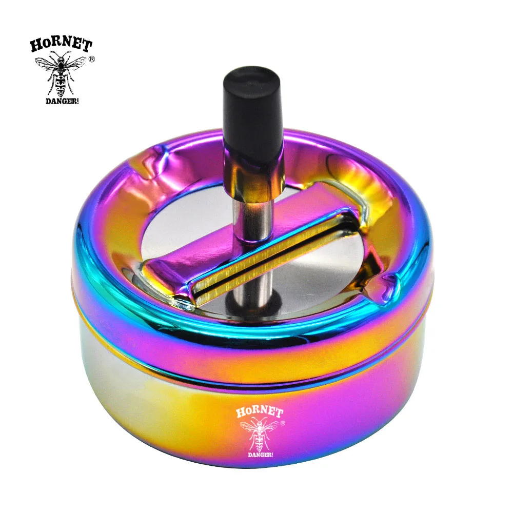 HORNET Радужная пепельница из нержавеющей стали 94 мм пресс роторный портативный