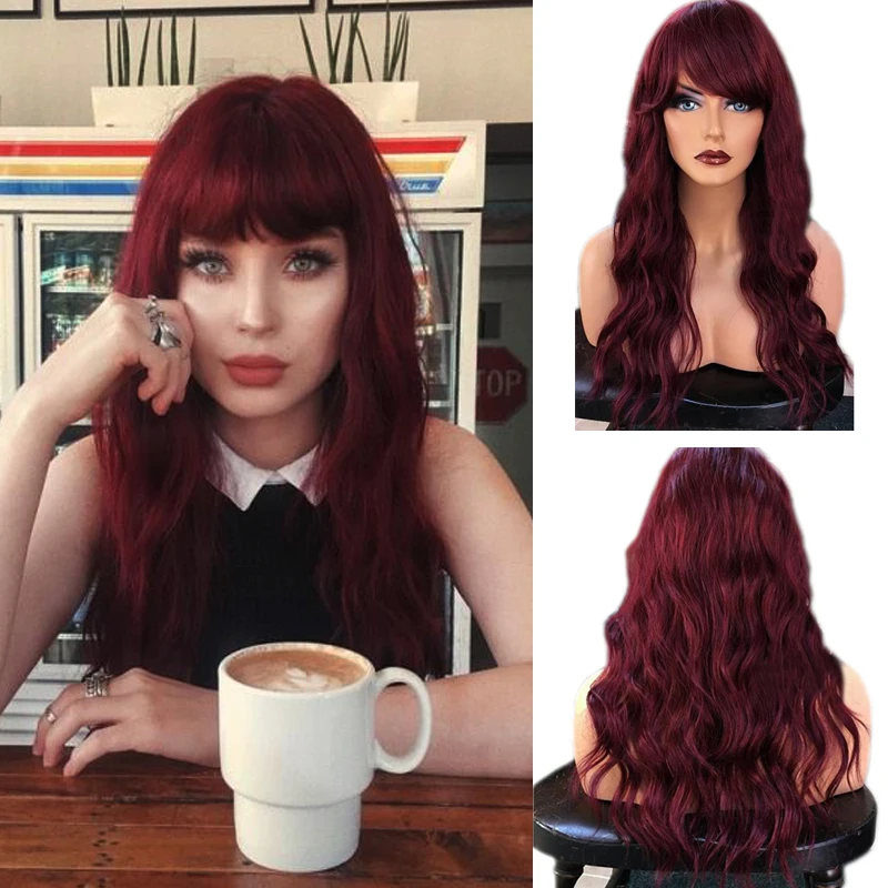 Харизма бордовый красный парик термостойкие волосы синтетические парики с