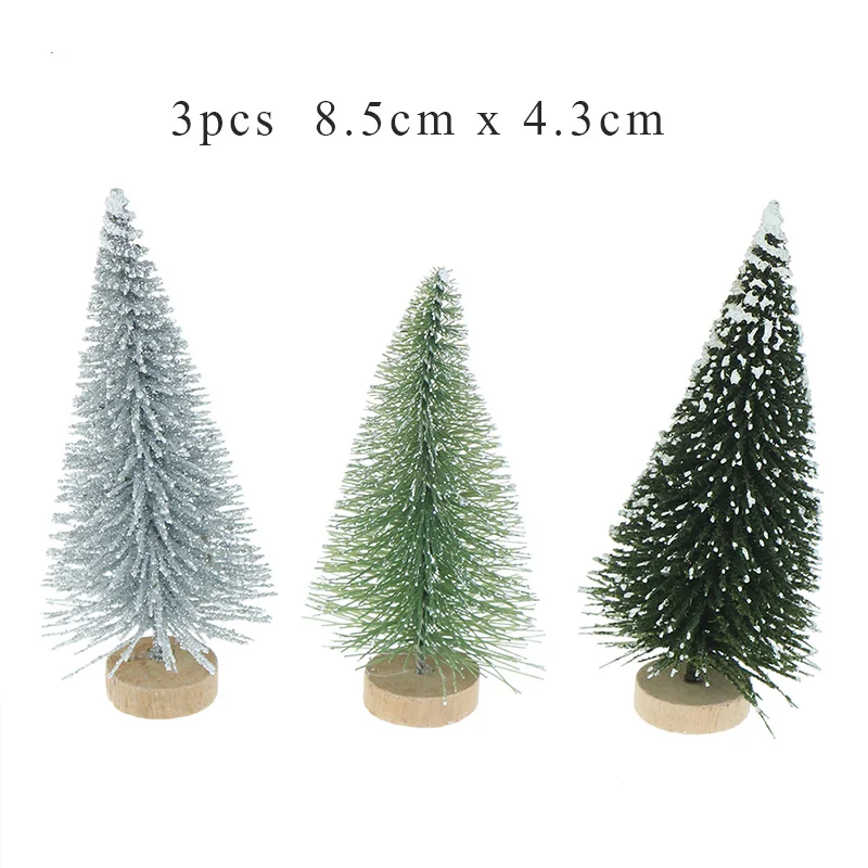 3pcs L 1/3/5/10 шт DIY Рождественская елка небольшой сосна мини-деревья, помещен на рабочем столе домашний Декор Рождество Кукольный дом Декор подарки для детей - Цвет: 3pcs L