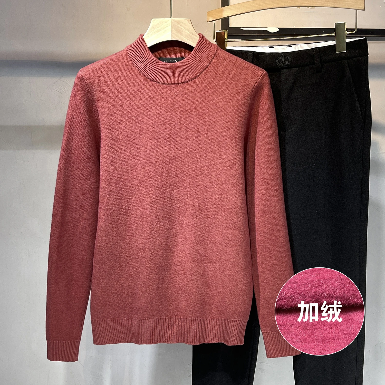 

Plus Size 4XL-L Autumn Winter Thick Warm Sweater Men Clothing Simple Solid All Match Slim Fit Casual Pullovers Pull Homme Sale