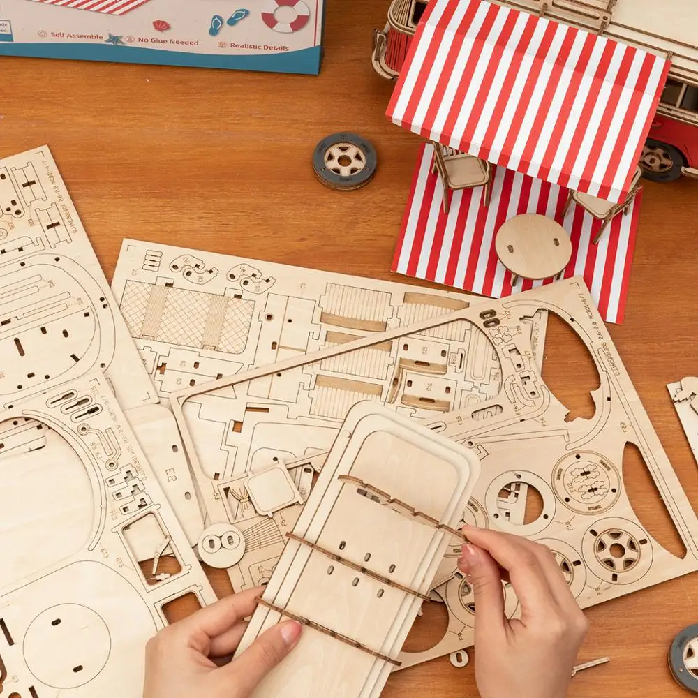 Robotime ROKR дом кемпер фургон деревянная головоломка модель автомобиля игрушки для