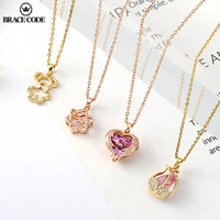 new shell pearl bear simple style necklace female zircon micro inlaid short clavicle chain temperament personality small jewelry