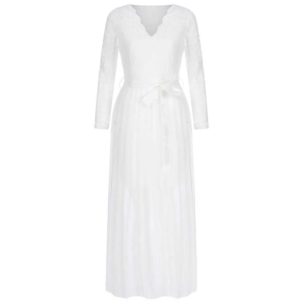 Новинка женское однотонное кружевное платье SAGACE с длинными рукавами элегантное