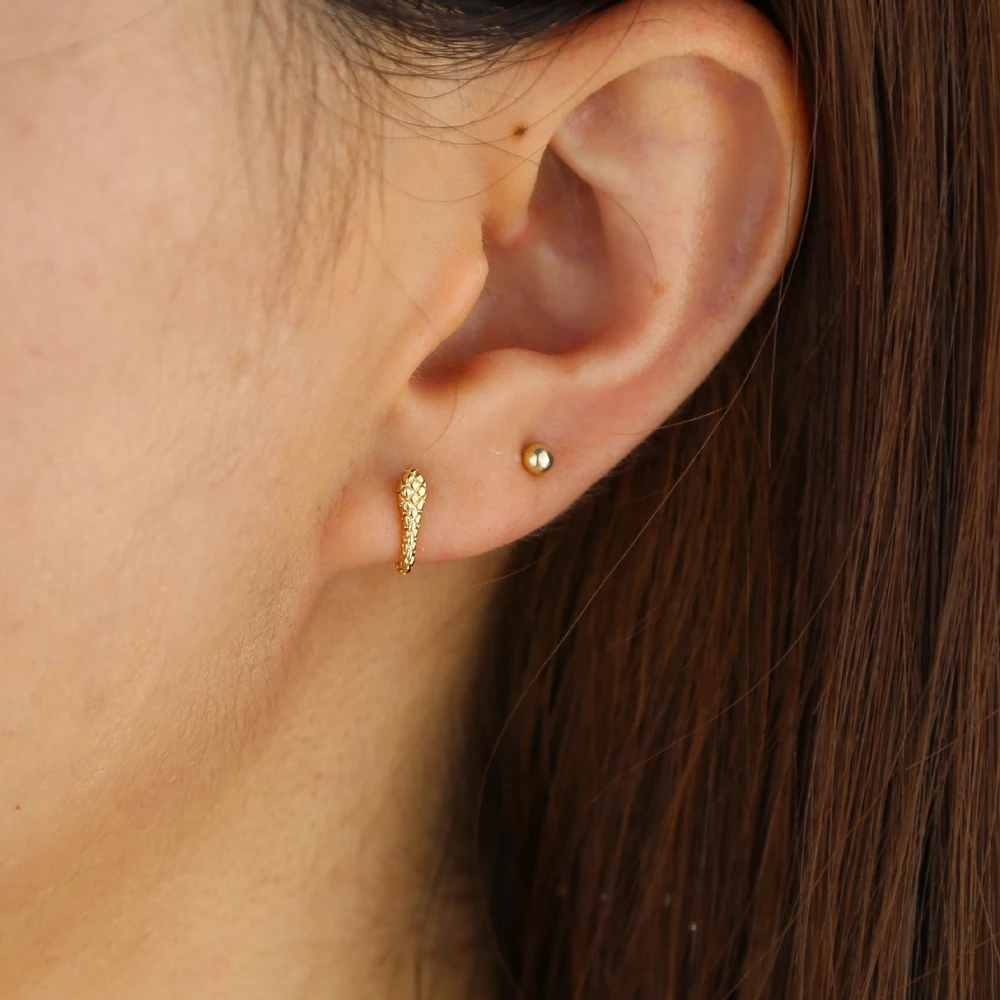 Gold color snake stunning fashion stud earring for women gold filled animal climber ear jewelry