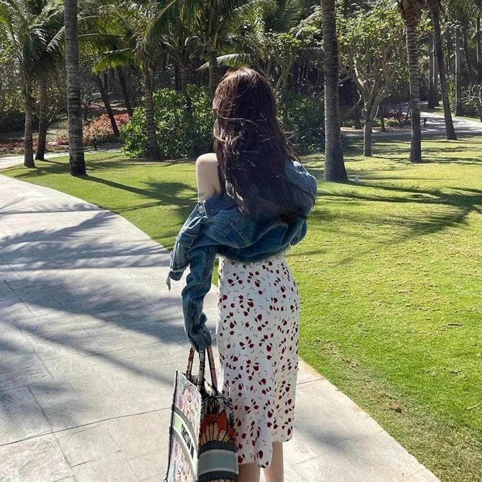 

Elegant Vintage Dress Women Sleeveless Floral Printed Dress Beach Kawaii One Piece Dress Korean Bandage Sesign 2021 Summer Chic