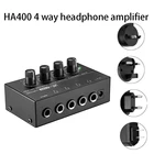 Штепсельная Вилка европейского стандарта, штепсельная вилка стандарта США, штепсельная вилка стандарта Австралии, штепсельная вилка стандарта Великобритании, ультракомпактный 4-канальный мини-стереоусилитель для наушников Ha400 с адаптером питания черного цвета