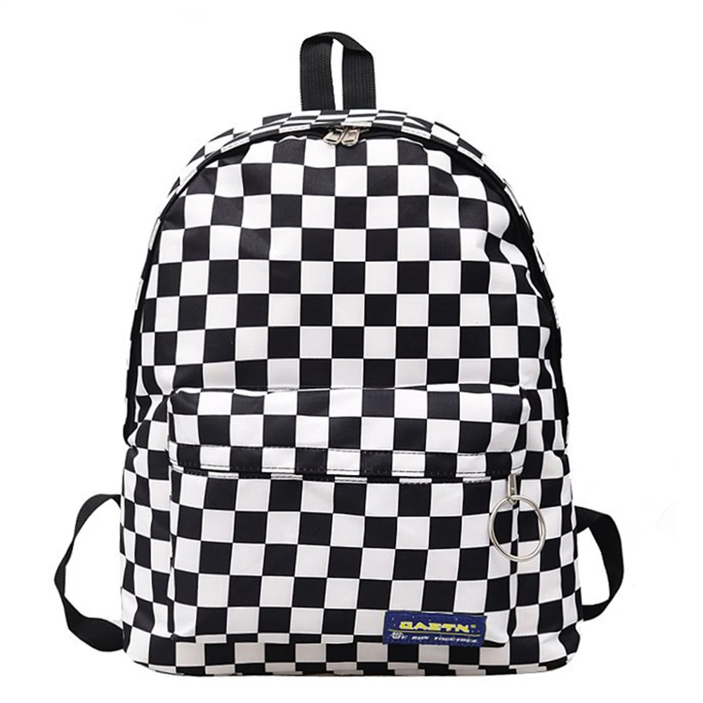 

Black White Plaid Women Travel Daypack 2021 Unisex Laptop Backpack Large Capacity Book Schoolbags Women Multi-Pockets Backpacks