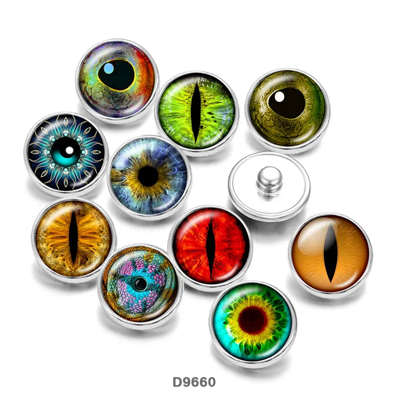 

Animal eyes Glass Cabochons DIY Bracelet glass Snap buttons CD9660