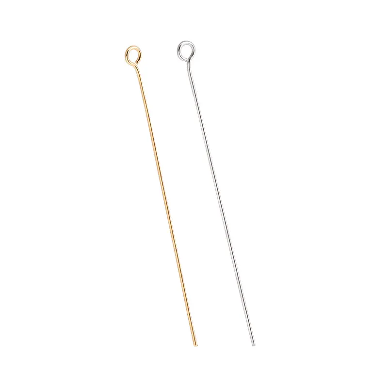 50-100 Stücke Edelstahl Auge Kopf Pins 20 25 30 40 50mm Gold Original Farbe Eyepins Erkenntnisse für DIY Schmuck Machen Zubehör – Detail 5