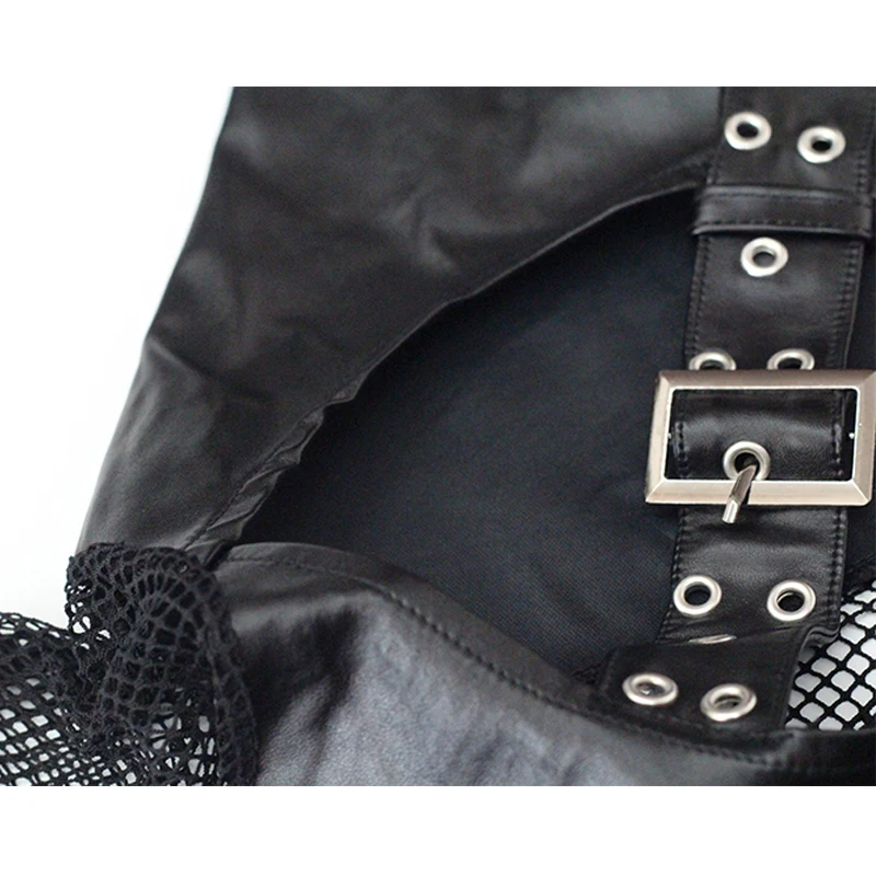 Черный Эротическое белье для женщин комбинезон с лямкой на шее в виде рыбной сети