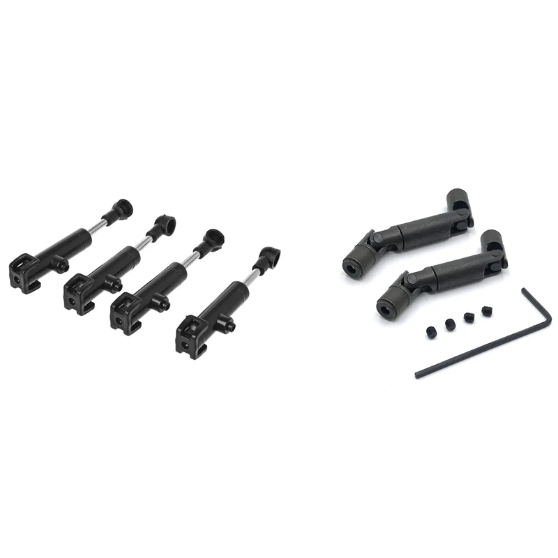 

2 Set RC Car Part: 1 Set Shock Absorber & 1 Set Upgrade Metal Driving Shaft Black