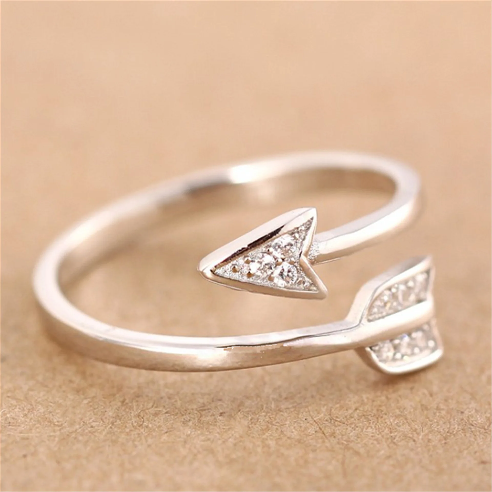 2019 Fashion Silver Plated Arrow Crystal Rings for Women Adjustable Engagement Ring Love Accesorios Mujer L030 | Украшения и