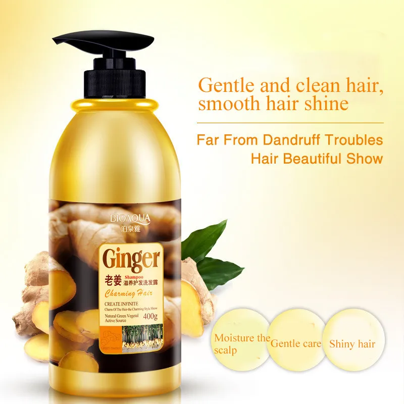 

Herbal Ginger Hair Shampoo No Silicone Oil Oil Control Anti Dandruff Itching Cleansing Professional Hair & Scalp Treatment 400ml