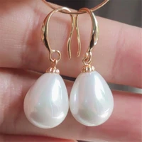 natural pearl gold earrings eardrop 18k chain girl gift hook wedding women gift aquaculture fools day carnival lucky ear stud