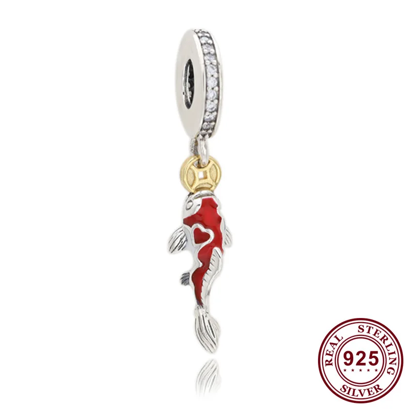 

Original 925 Sterling Silver Charm Fashion Red Koi Pendant Fit Pandora Women Bracelet & Necklace Diy Jewelry