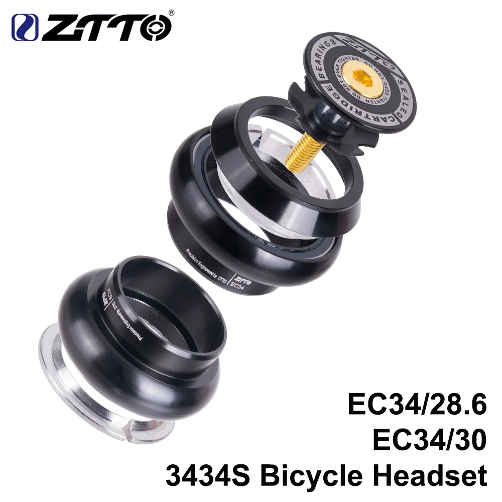 3434S BLACK ZTTO 3434S MTB гарнитура для шоссейного велосипеда 34 мм EC34 CNC 1 1/8 28,6 прямая вилка внутренняя 34 Обычная гарнитура без резьбы - Цвет: 3434S BLACK