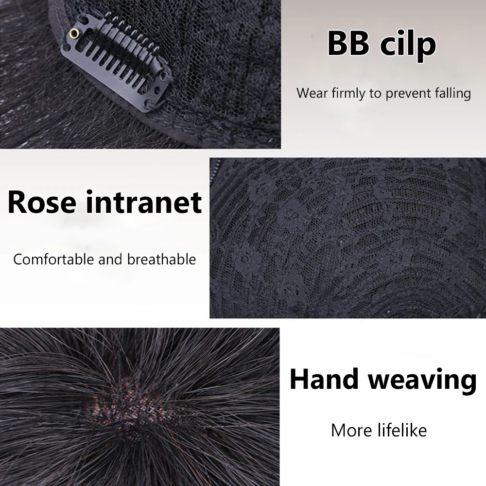 XUANGUANG мужской парик мягкие мужские волосы синтетический на клипсе черного цвета