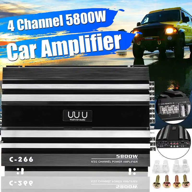 5800W Car Home Audio Power Amplifier 4 Channel 12V Car Digital Amplifer Car Audio Amplifier High Resolution Audio Play Subwoofer