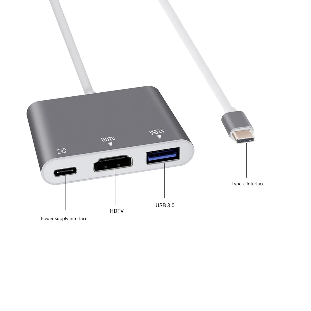 

Replacement for Macbook Laptops 4K USBC Hub Converter USB C Type-C HDTV Adapter Type-C Female Charger