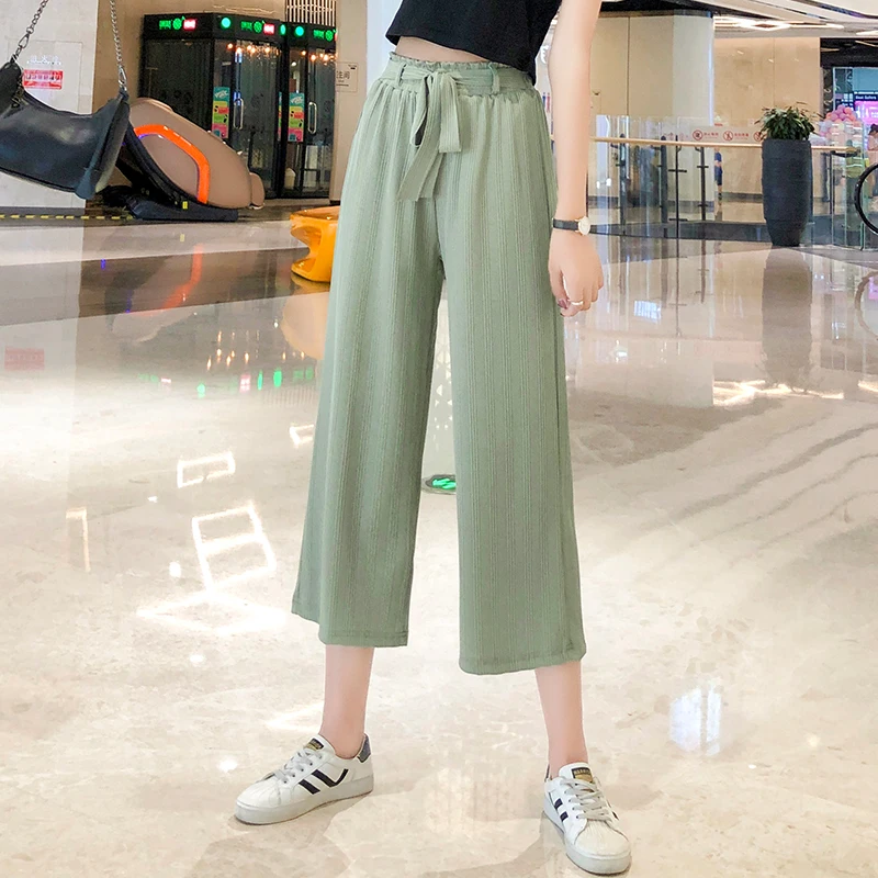 

Make ice silk of tall waist drape paragraph 7 minutes of pants summer slacks thin little straight women loose wide-legged pants