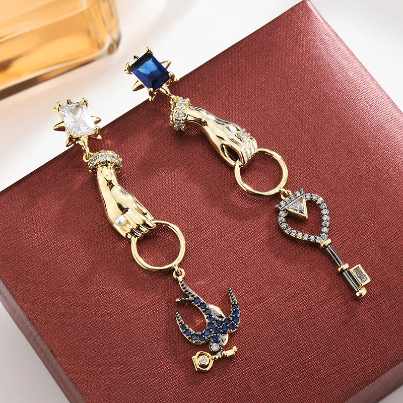 Новые модные Эксклюзивные Дизайнерские серьги золотого цвета с ключом Ласточка